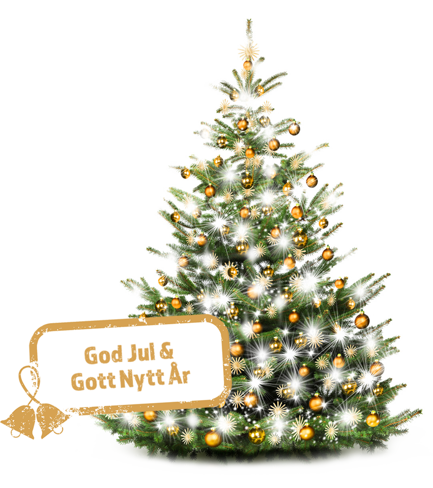 gran Bild av julgran med hälsningar - God Jul & Gott Nytt År